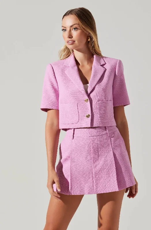 Siarah Cropped Jacket Welt Pockets Slit Pockets Flap Pockets