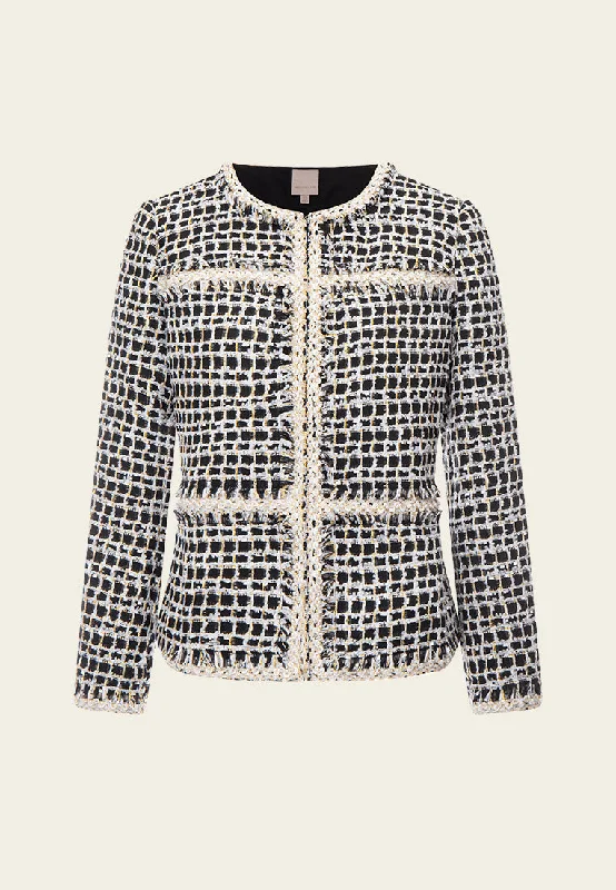 Structured Black-and-white Embellsihed Jacket Faux Fur Jacket Real Fur Jacket Shearling Jacket