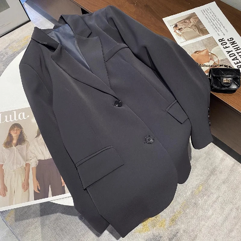 suit jacket for women casual suit with one button     S3479 Zip Front Button Front Snap Front