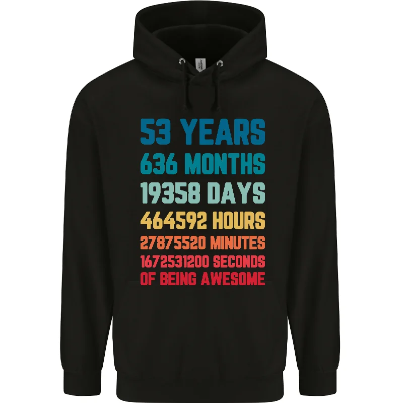 53rd Birthday 53 Year Old Mens 80% Cotton Hoodie Hoodie with Sequins Glamorous Eye-catching 53rd Birthday 53 Year Old Mens 80% Cotton Hoodie Hoodie with Sequins Glamorous Eye-catching