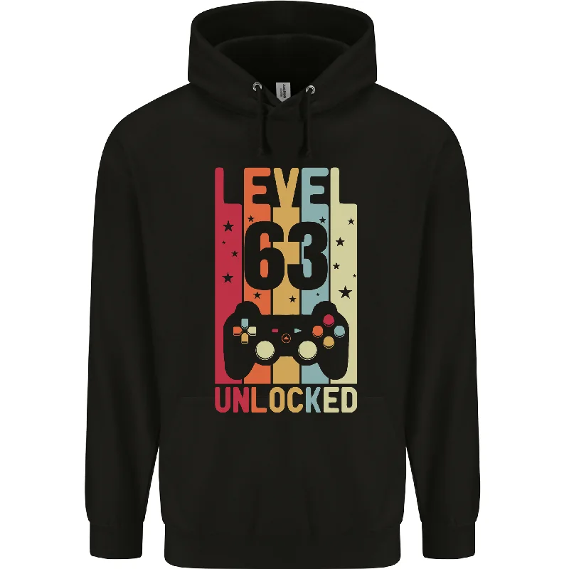 63rd Birthday 63 Year Old Level Up Gaming Mens 80% Cotton Hoodie Oversized Hoodie Comfort Casual 63rd Birthday 63 Year Old Level Up Gaming Mens 80% Cotton Hoodie Oversized Hoodie Comfort Casual