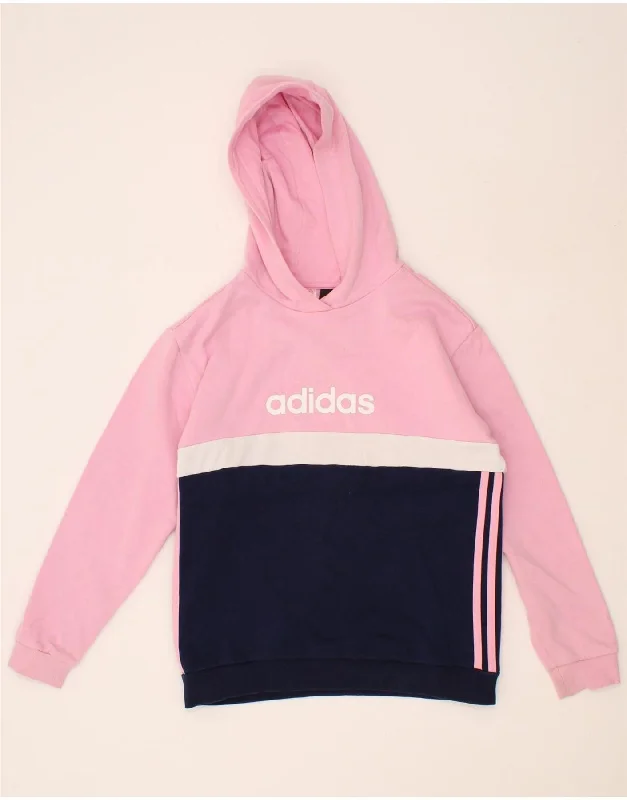 ADIDAS Girls Graphic Hoodie Jumper 11-12 Years Pink Colourblock Cotton Hoodie with Elastic Cuffs Stretchable Comfortable ADIDAS Girls Graphic Hoodie Jumper 11-12 Years Pink Colourblock Cotton Hoodie with Elastic Cuffs Stretchable Comfortable