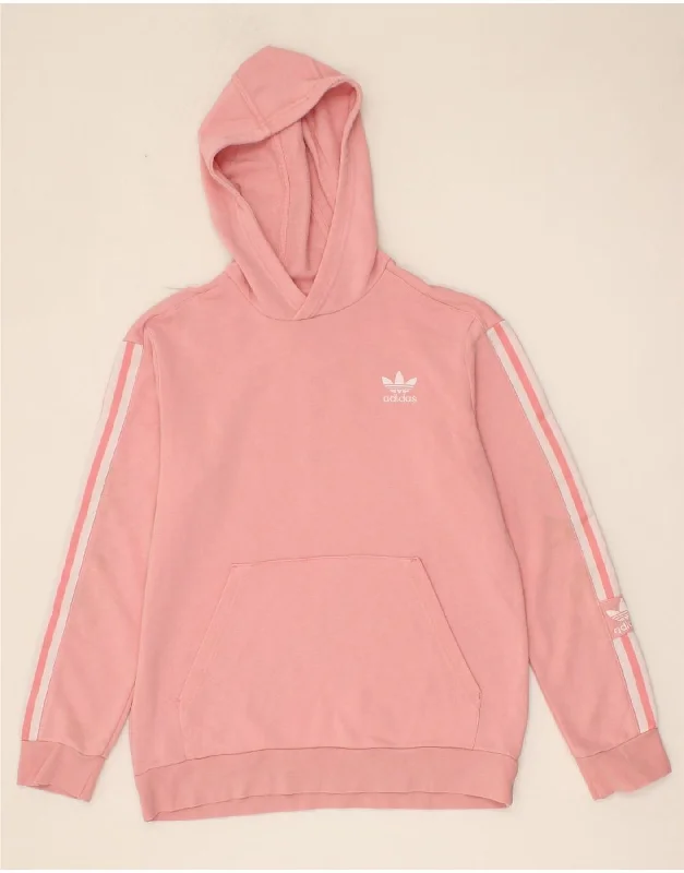 ADIDAS Girls Hoodie Jumper 13-14 Years Pink Cotton Hoodie with Logo Branding Identity ADIDAS Girls Hoodie Jumper 13-14 Years Pink Cotton Hoodie with Logo Branding Identity