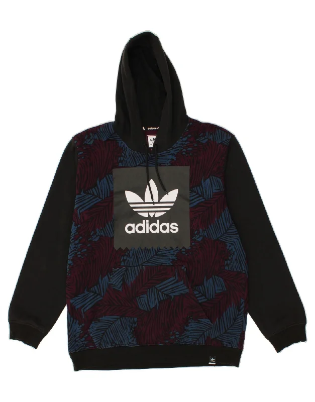 ADIDAS Mens Abstract Pattern Graphic Hoodie Jumper Large Black Cotton Hoodie with Double Zipper Versatile Adjustable ADIDAS Mens Abstract Pattern Graphic Hoodie Jumper Large Black Cotton Hoodie with Double Zipper Versatile Adjustable