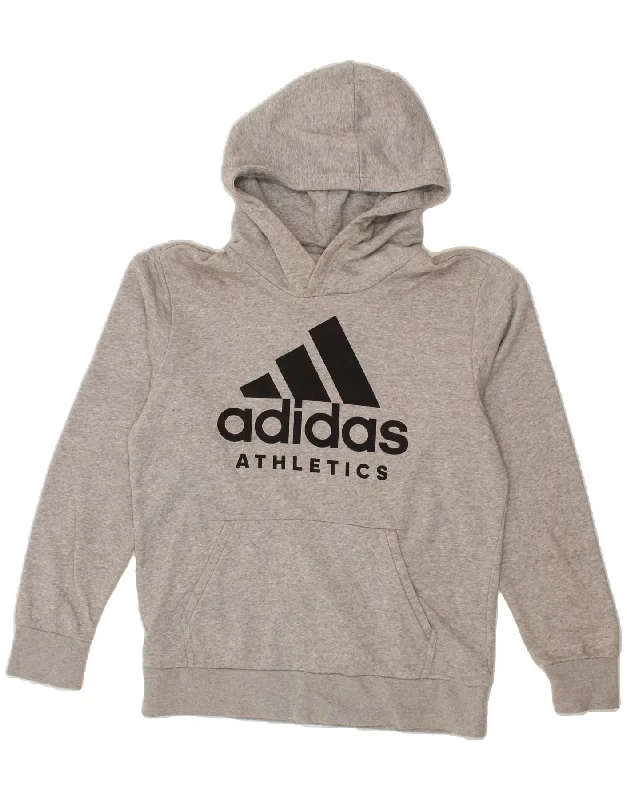 ADIDAS Mens Graphic Hoodie Jumper Medium Grey Cotton