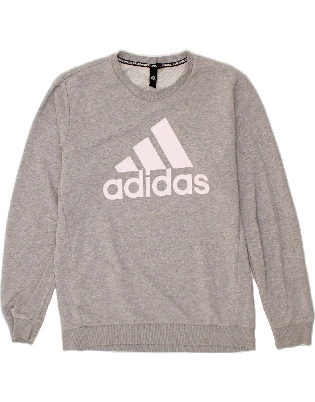 ADIDAS Mens Graphic Sweatshirt Jumper Large Grey Cotton