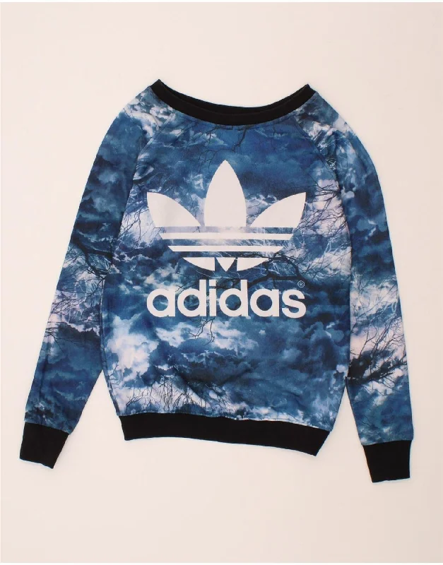 ADIDAS Womens Abstract Pattern Graphic Sweatshirt Jumper UK 10 Small Blue