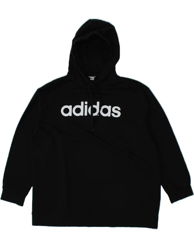 ADIDAS Womens Graphic Hoodie Jumper UK 22 3XL Black Cotton Hoodie with Earth Tones Natural Calm ADIDAS Womens Graphic Hoodie Jumper UK 22 3XL Black Cotton Hoodie with Earth Tones Natural Calm