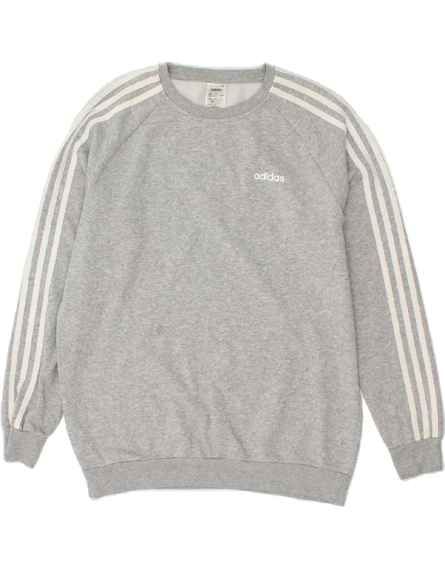 ADIDAS Womens Oversized Sweatshirt Jumper UK 8/10 Small Grey Cotton Hoodie with Applique Textured Unique ADIDAS Womens Oversized Sweatshirt Jumper UK 8/10 Small Grey Cotton Hoodie with Applique Textured Unique