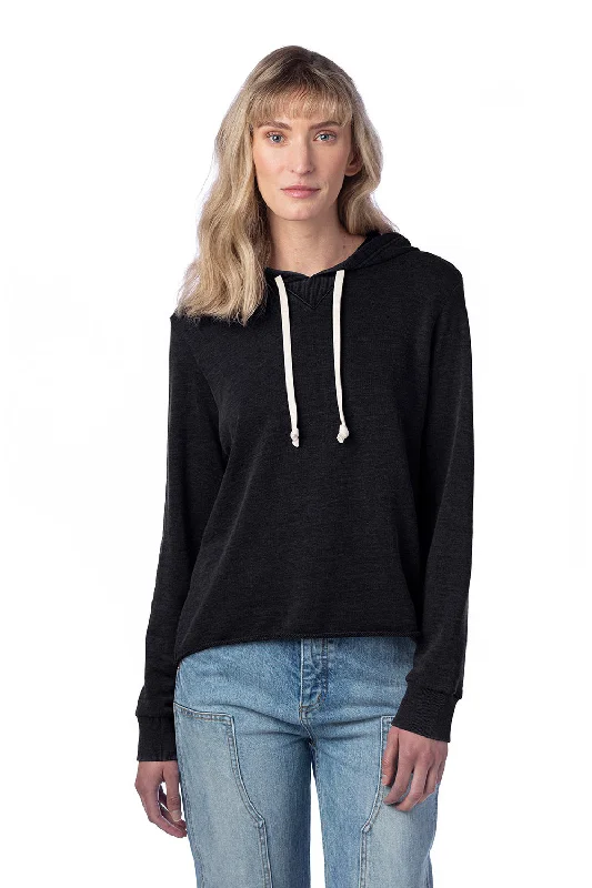 Alternative Womens Day Off Mineral Wash Hooded Sweatshirt Hoodie - Black