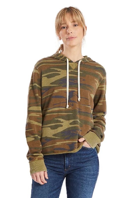 Alternative Womens Day Off Mineral Wash Hooded Sweatshirt Hoodie - Camo