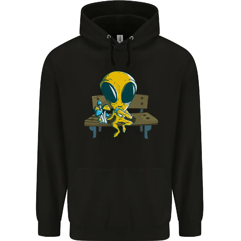 An Alien Eating Magic Mushrooms LSD Mens 80% Cotton Hoodie