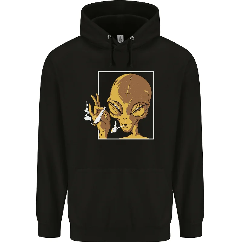 An Alien Smoking Weed Mens 80% Cotton Hoodie