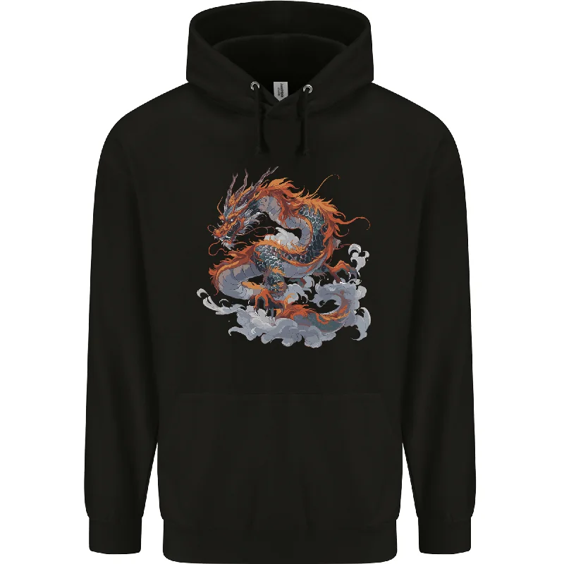 An Ancient Dragon on a Cloud Mens 80% Cotton Hoodie