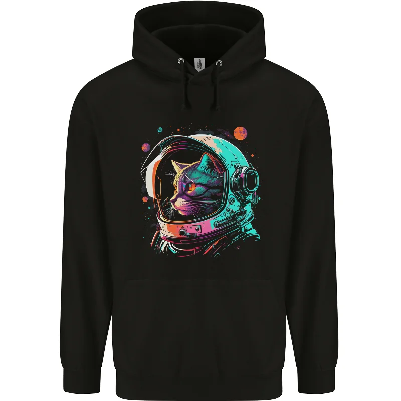 An Astronaut Cat in Outer Space Mens 80% Cotton Hoodie