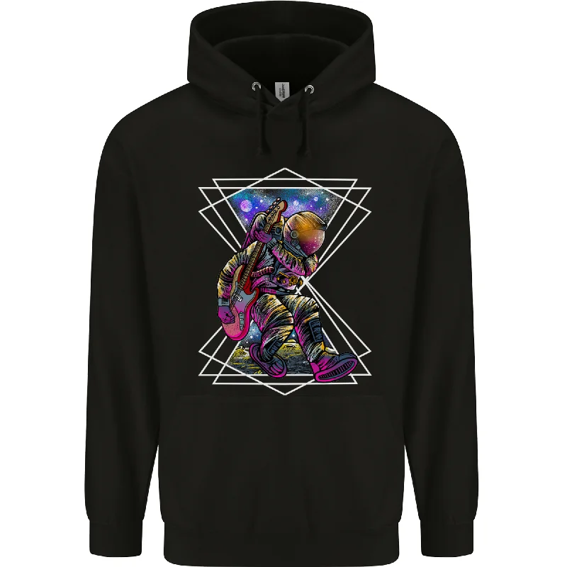 An Astronaut Playing a Guitar Guitarist Mens 80% Cotton Hoodie