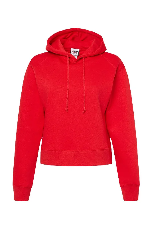 Badger Womens Crop Hooded Sweatshirt Hoodie - Red