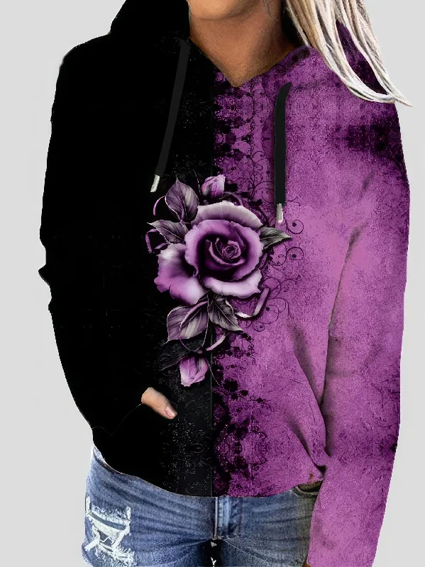 Black and Purple Rose Hoodie