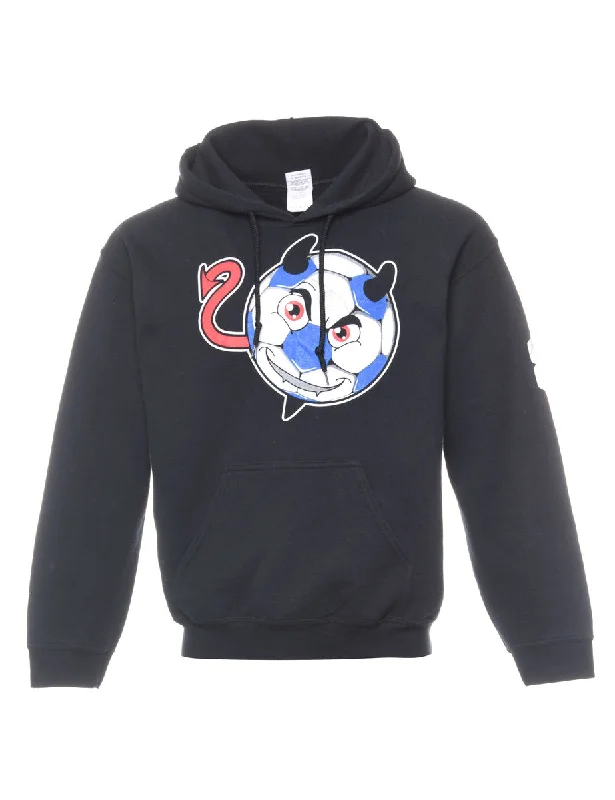 Black Hooded Cartoon Sweatshirt - M