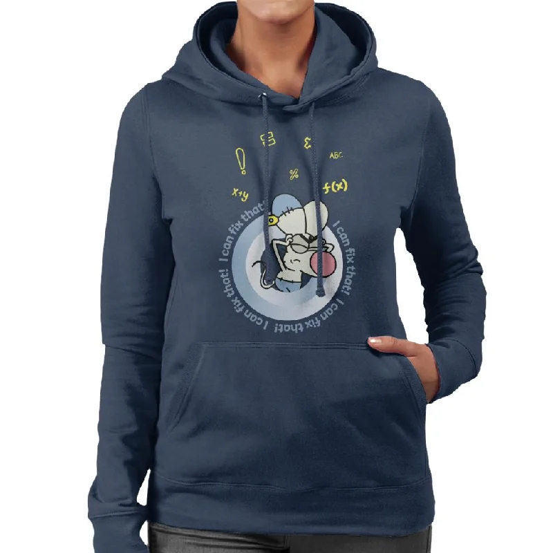 Boy Girl Dog Cat Mouse Cheese I Can Fix That Women's Hooded Sweatshirt Hoodie with Neon Bright Vibrant