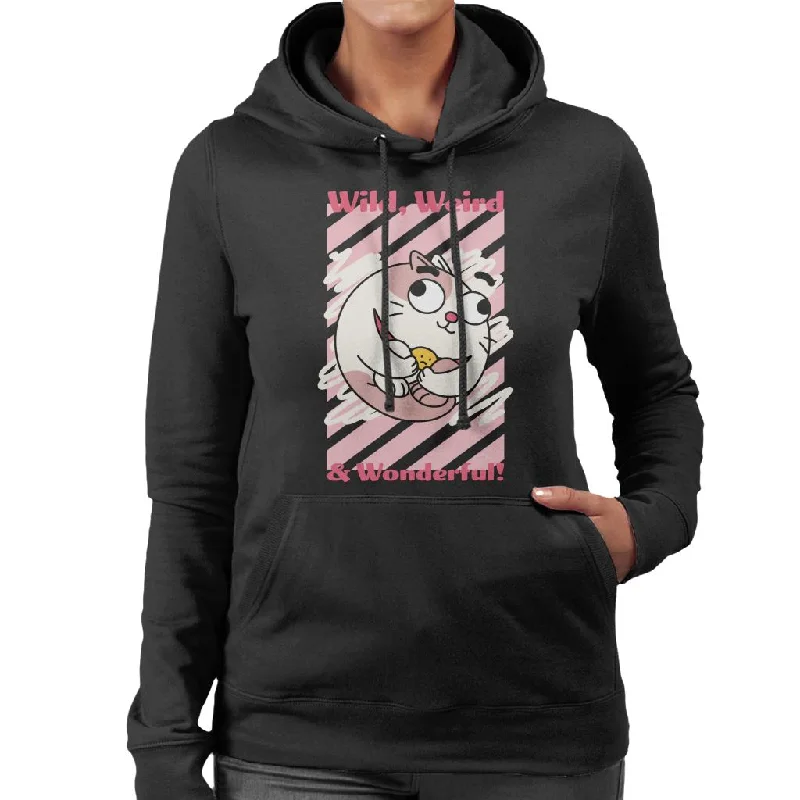 Boy Girl Dog Cat Mouse Cheese Wild Weird Wonderful Women's Hooded Sweatshirt Hoodie with Monochrome Minimalist Simple