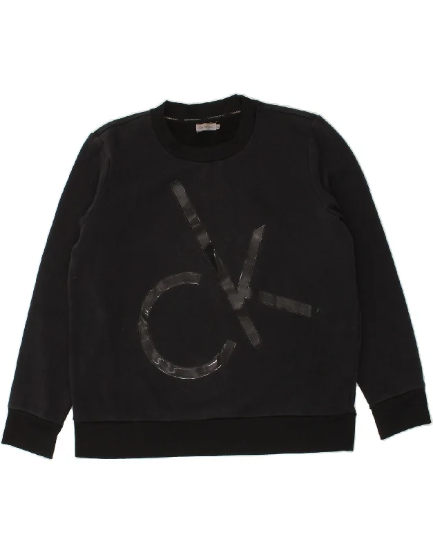 CALVIN KLEIN JEANS Womens Graphic Sweatshirt Jumper UK 18 XL Black Hoodie with Hem Ribbing Snug Secure CALVIN KLEIN JEANS Womens Graphic Sweatshirt Jumper UK 18 XL Black Hoodie with Hem Ribbing Snug Secure