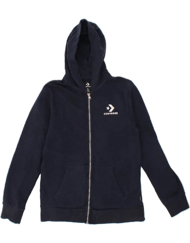 CONVERSE Boys Zip Hoodie Sweater 13-14 Years XL Navy Blue Cotton Hoodie with Distressed Vintage Worn CONVERSE Boys Zip Hoodie Sweater 13-14 Years XL Navy Blue Cotton Hoodie with Distressed Vintage Worn