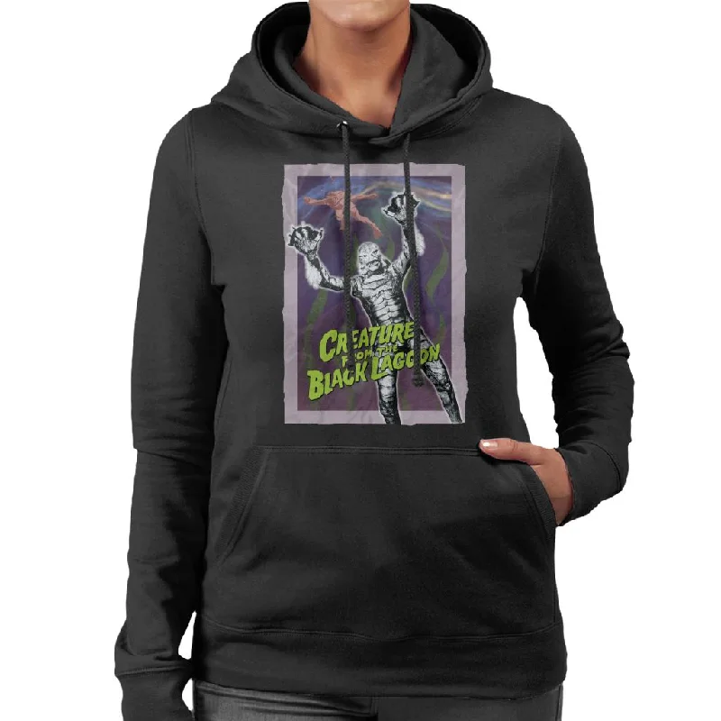 Creature From The Black Lagoon Diver Frame Women's Hooded Sweatshirt Hoodie with Mock Neck Collared Structured Creature From The Black Lagoon Diver Frame Women's Hooded Sweatshirt Hoodie with Mock Neck Collared Structured