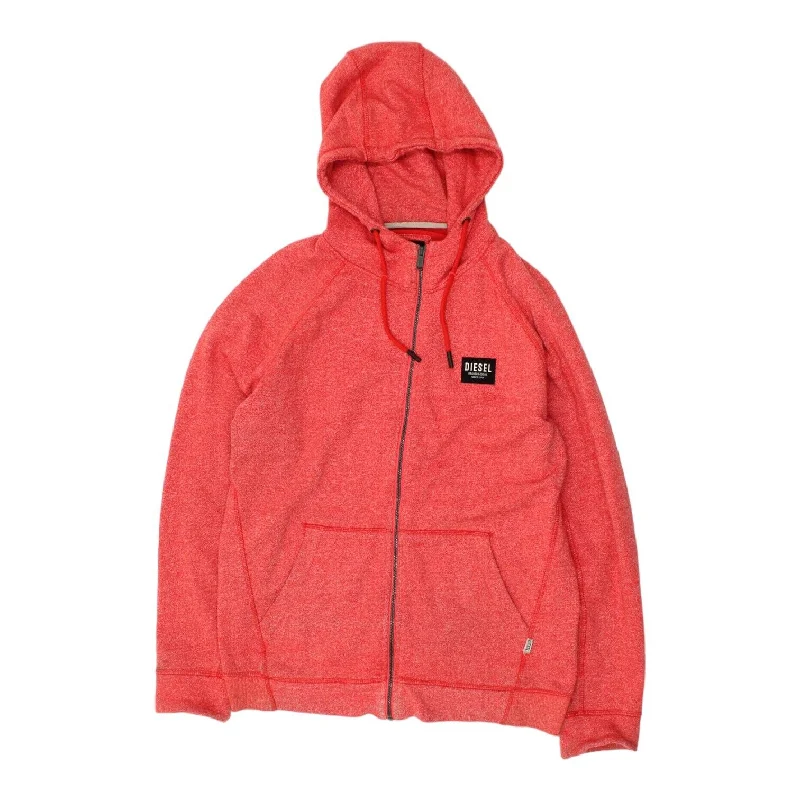 Diesel Track Mens Red Full Zip Hoodie | Designer Sportswear Streetwear VTG Hoodie with Hidden Zipper Minimalist Clean Diesel Track Mens Red Full Zip Hoodie | Designer Sportswear Streetwear VTG Hoodie with Hidden Zipper Minimalist Clean