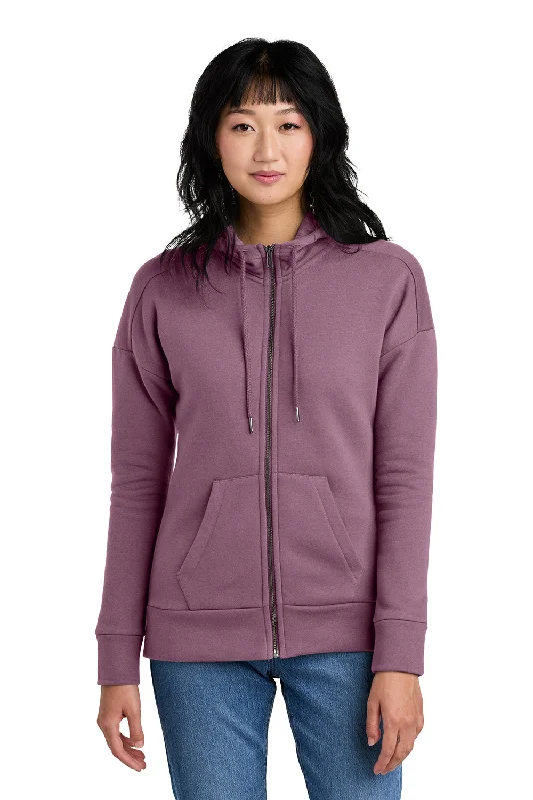 District Womens Perfect Weight Fleece Full Zip Hooded Sweatshirt Hoodie - Orchid Haze