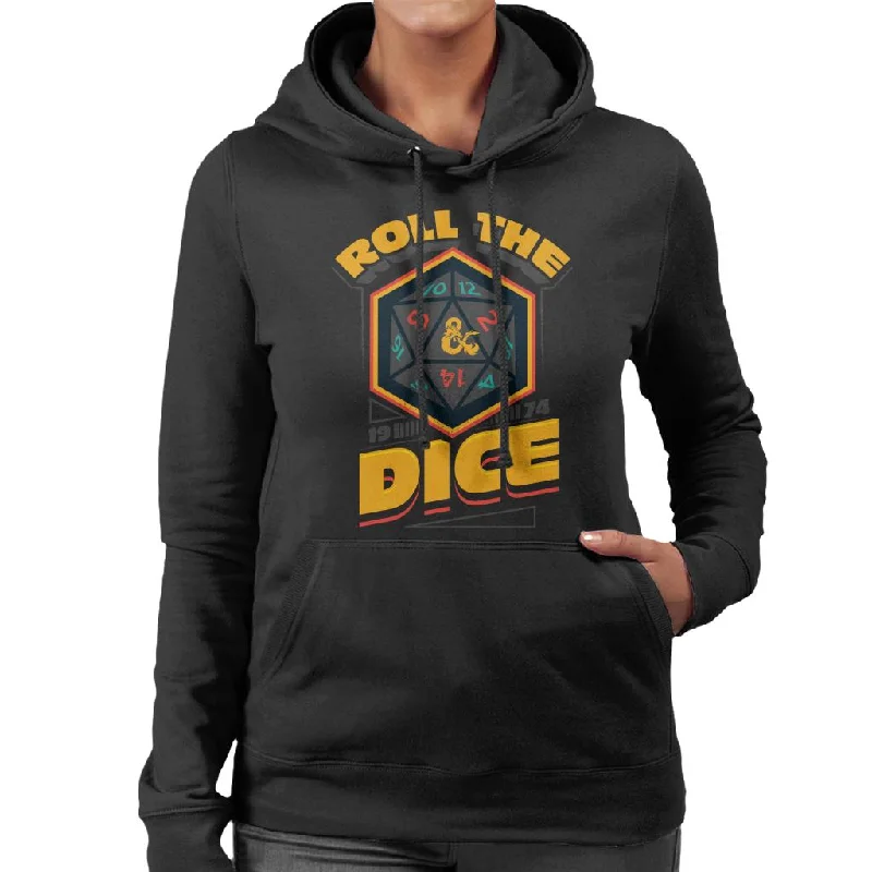 Dungeons & Dragons 1974 Roll The Dice Women's Hooded Sweatshirt Hoodie with Exposed Zipper Edgy Industrial Dungeons & Dragons 1974 Roll The Dice Women's Hooded Sweatshirt Hoodie with Exposed Zipper Edgy Industrial
