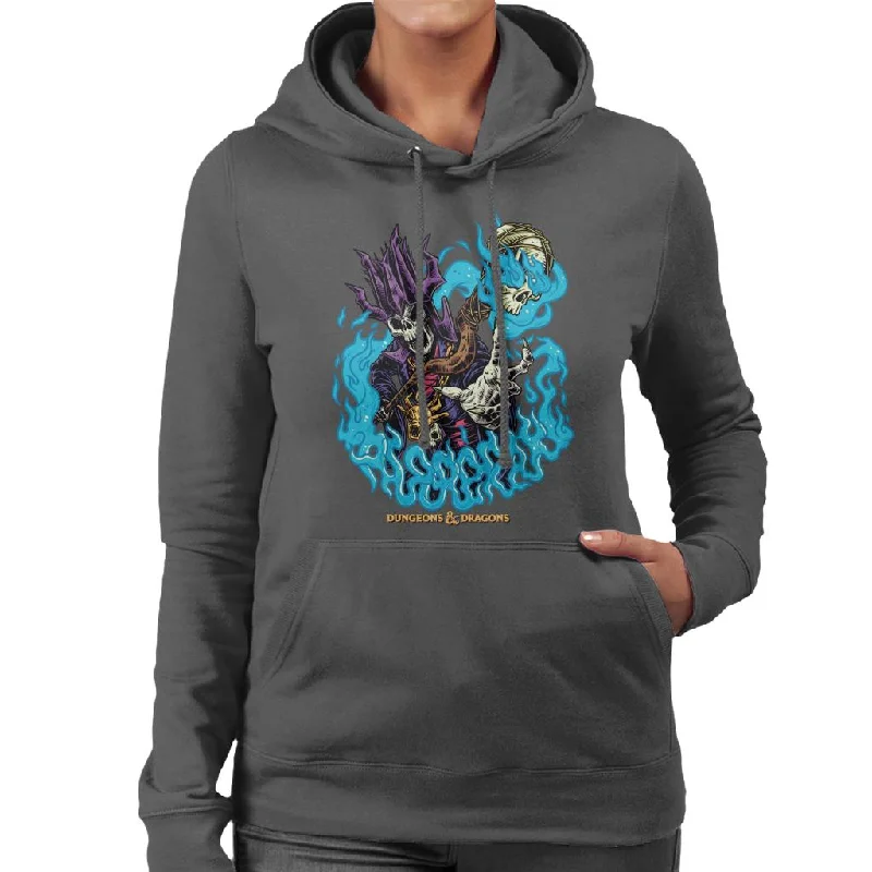 Dungeons & Dragons Demilich Skull Women's Hooded Sweatshirt Hoodie with Slit Hem Functional Movement Dungeons & Dragons Demilich Skull Women's Hooded Sweatshirt Hoodie with Slit Hem Functional Movement
