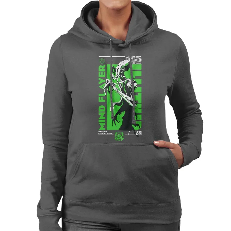 Dungeons & Dragons Mind Flayer Psionic Commander Women's Hooded Sweatshirt Hoodie with Set-In Sleeves Structured Classic Dungeons & Dragons Mind Flayer Psionic Commander Women's Hooded Sweatshirt Hoodie with Set-In Sleeves Structured Classic