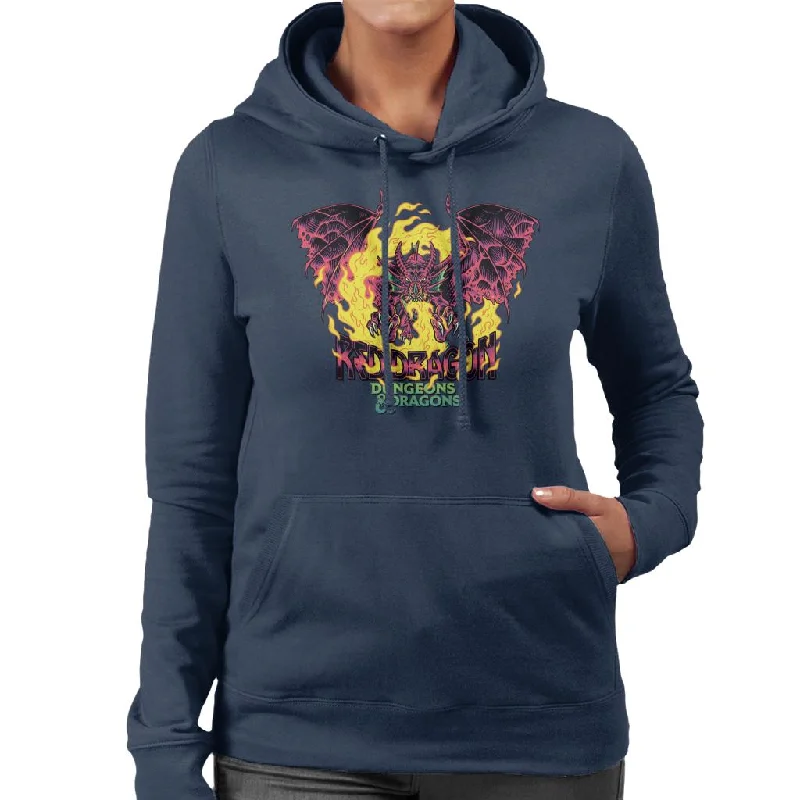 Dungeons & Dragons Red Dragon Women's Hooded Sweatshirt Hoodie with Velcro Closure Adjustable Secure Dungeons & Dragons Red Dragon Women's Hooded Sweatshirt Hoodie with Velcro Closure Adjustable Secure