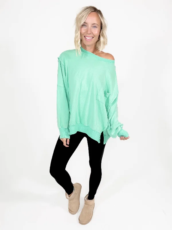 Atlantis Washed Terry Sweatshirt- MINT GREEN-FINAL SALE