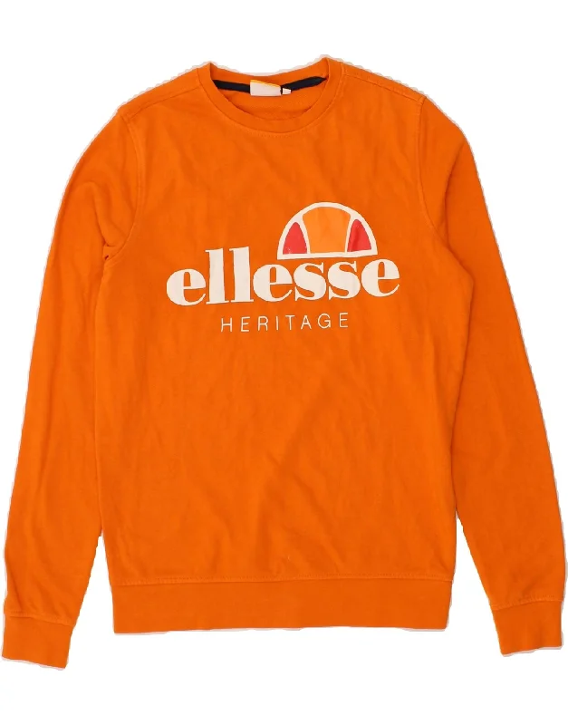 ELLESSE Mens Graphic Sweatshirt Jumper XS Orange Cotton