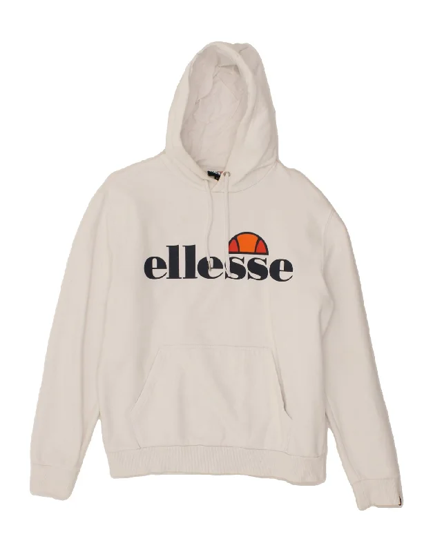 ELLESSE Womens Oversized Graphic Hoodie Jumper UK 10 Small White Cotton Hoodie with Back Slit Movement Comfort ELLESSE Womens Oversized Graphic Hoodie Jumper UK 10 Small White Cotton Hoodie with Back Slit Movement Comfort