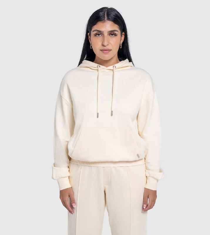 F5 Essentials Oversized Hoodie - Women Hoodie with Button Placket Classic Preppy