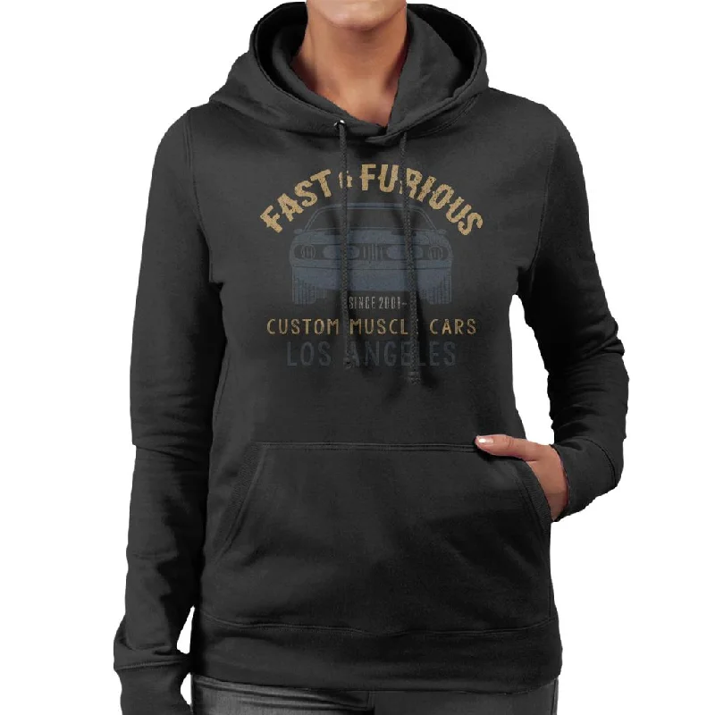 Fast and Furious Custom Muscle Cars Los Angeles Women's Hooded Sweatshirt Hoodie with Typography Text Message Fast and Furious Custom Muscle Cars Los Angeles Women's Hooded Sweatshirt Hoodie with Typography Text Message