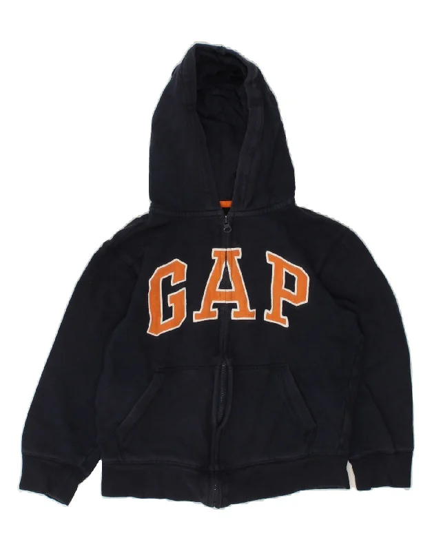 GAP Boys Graphic Zip Hoodie Sweater 8-9 Years Medium Navy Blue Cotton Hoodie Sweatshirt Pullover