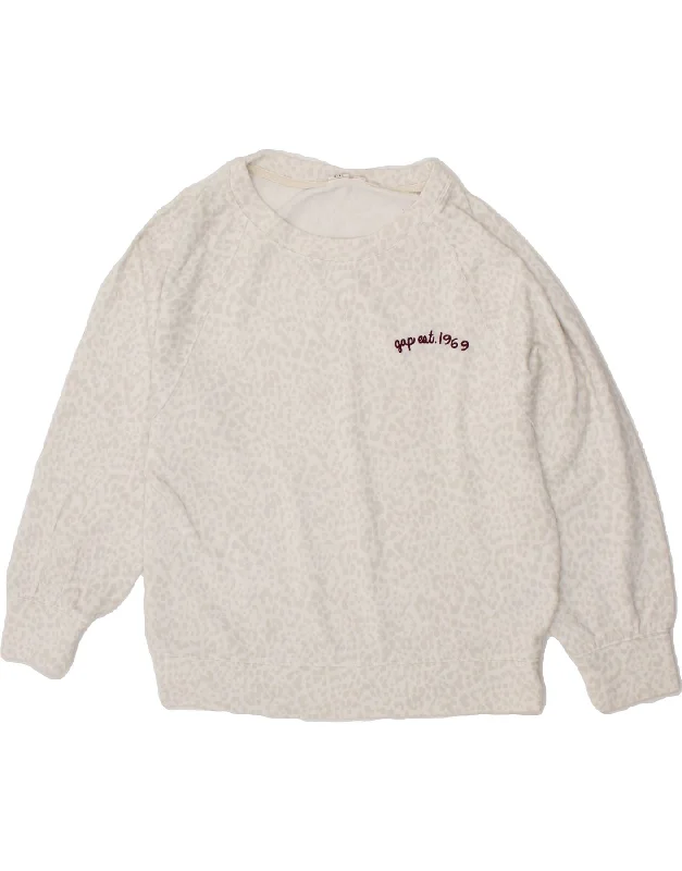 GAP Womens Sweatshirt Jumper UK 14 Medium White Animal Print Polyester Hoodie with Hem Patch Decorative Personalized GAP Womens Sweatshirt Jumper UK 14 Medium White Animal Print Polyester Hoodie with Hem Patch Decorative Personalized