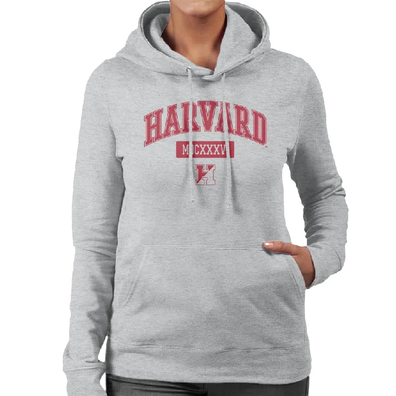 Harvard University MDCXXXVI Varsity Logo Women's Hooded Sweatshirt Hoodie with Front Slit Layering Stylish Harvard University MDCXXXVI Varsity Logo Women's Hooded Sweatshirt Hoodie with Front Slit Layering Stylish
