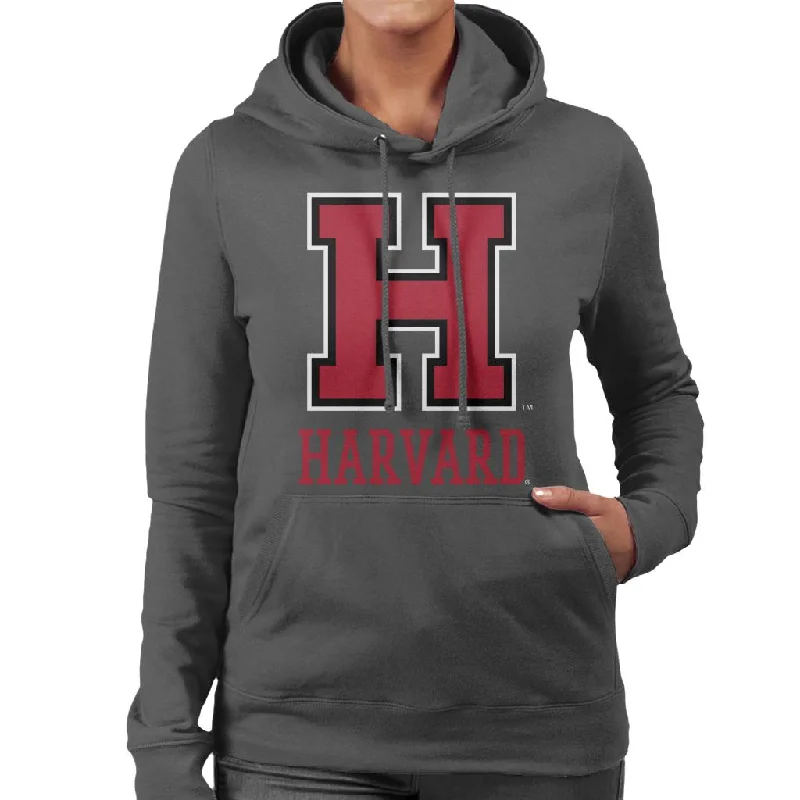 Harvard University Red H Varsity Logo Women's Hooded Sweatshirt Hoodie with Button Classic Timeless Harvard University Red H Varsity Logo Women's Hooded Sweatshirt Hoodie with Button Classic Timeless