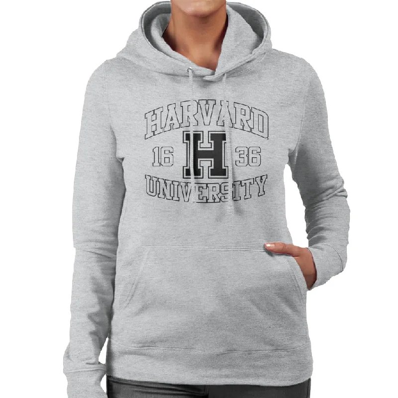 Harvard University Sports Text Logo 1636 Women's Hooded Sweatshirt Hoodie with Hem Ribbing Snug Secure Harvard University Sports Text Logo 1636 Women's Hooded Sweatshirt Hoodie with Hem Ribbing Snug Secure