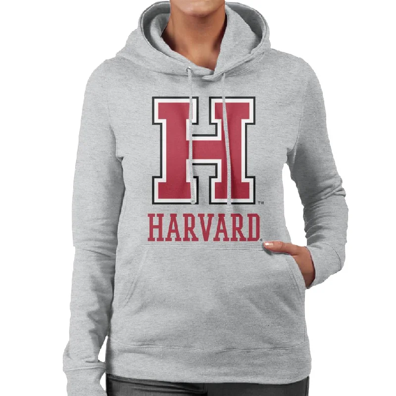 Harvard University Varsity Red H Logo Women's Hooded Sweatshirt Hoodie with Thumb Holes Functional Cozy