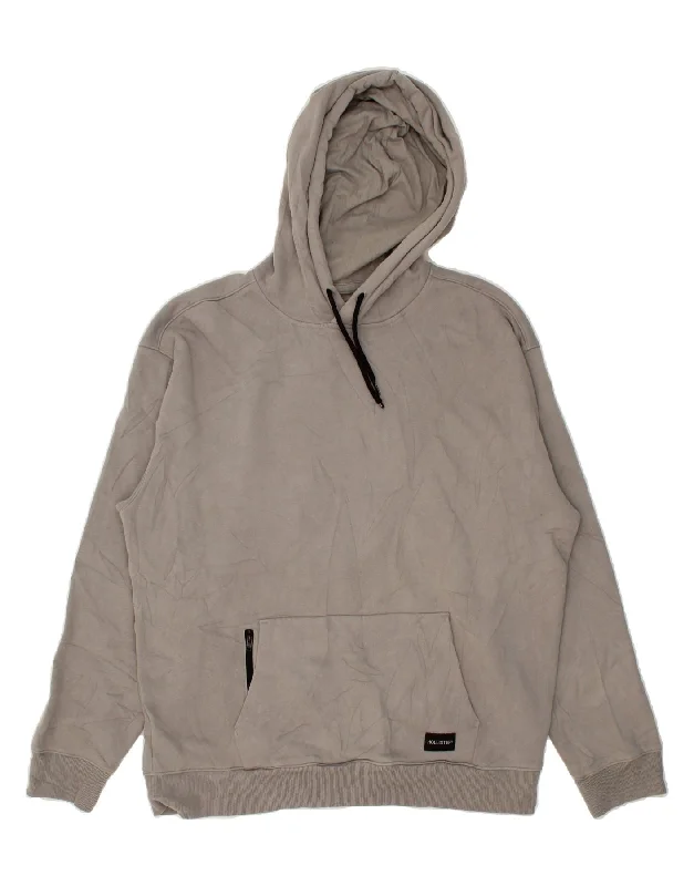 HOLLISTER Mens Relaxed Fit Hoodie Jumper XL Grey Cotton Hoodie with Contrast Stitching Detailed Premium HOLLISTER Mens Relaxed Fit Hoodie Jumper XL Grey Cotton Hoodie with Contrast Stitching Detailed Premium