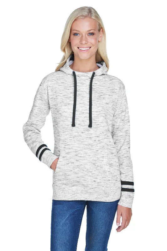 J America Womens Fleece Hooded Sweatshirt Hoodie - White/Black