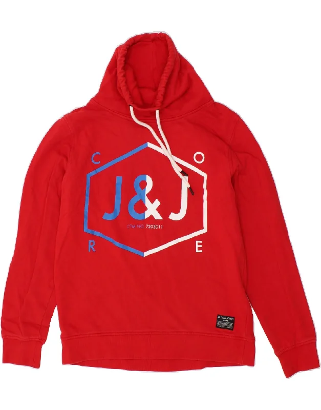 JACK & JONES Mens Graphic Sweatshirt Jumper Large Red Cotton Hoodie with Lace Feminine Delicate JACK & JONES Mens Graphic Sweatshirt Jumper Large Red Cotton Hoodie with Lace Feminine Delicate