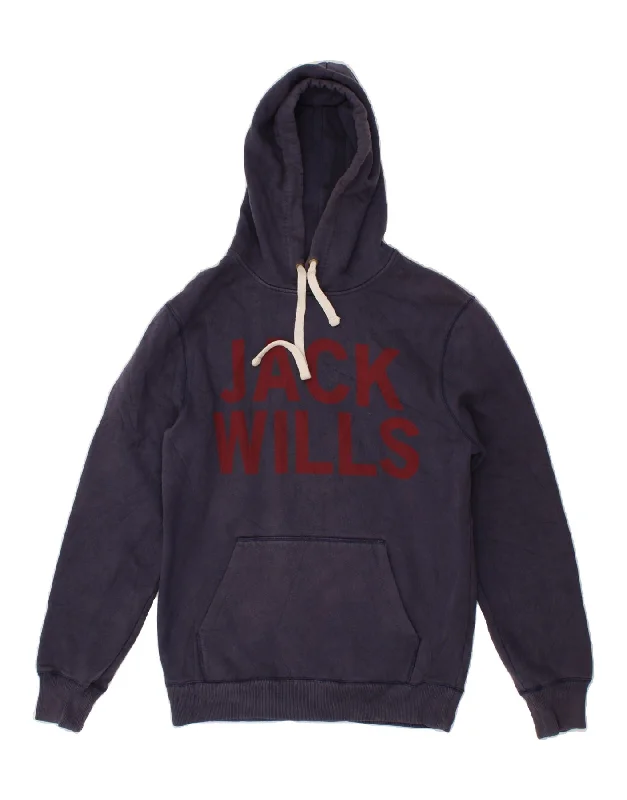 JACK WILLS Mens Graphic Hoodie Jumper XS Navy Blue Cotton Hoodie with V-Neck Classic Versatile JACK WILLS Mens Graphic Hoodie Jumper XS Navy Blue Cotton Hoodie with V-Neck Classic Versatile