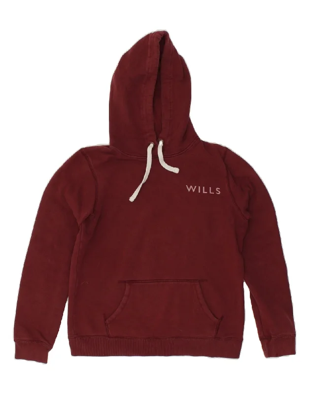 JACK WILLS Womens Graphic Hoodie Jumper UK 12 Medium Burgundy Cotton Hoodie with Hood Adjustable Protection JACK WILLS Womens Graphic Hoodie Jumper UK 12 Medium Burgundy Cotton Hoodie with Hood Adjustable Protection